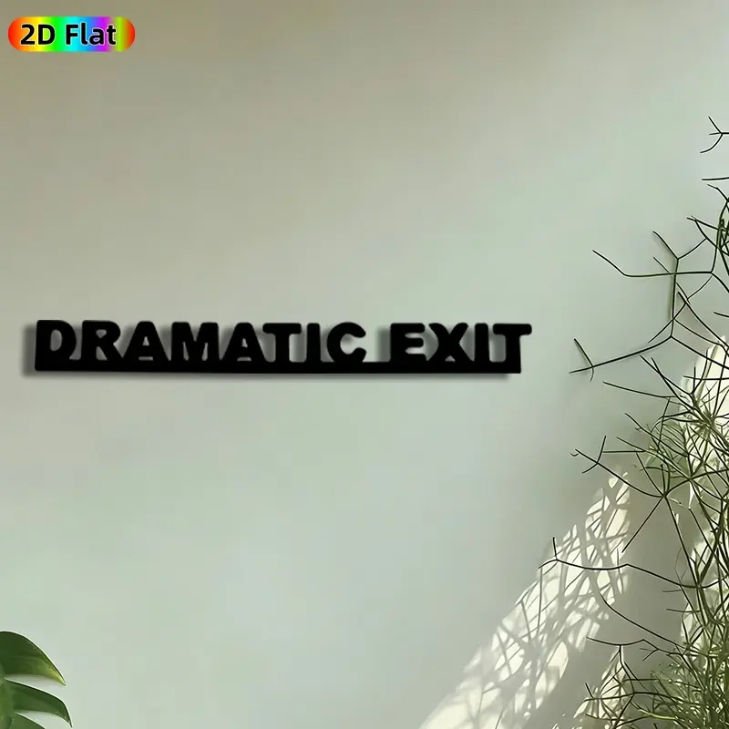 1pc Dramatic Exit Metal Wall Art, Bold Text Statue Mural, Artistic Wall Sign, Intricate Craftsmanship, Perfect for Housewarming, Graduation Decor, Perfect for Living Room Office Studio Decor, Ideal Gift for Modern Decor Enthusiasts.