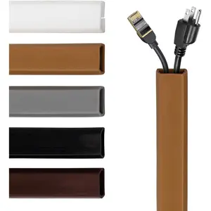 TV Cord Hider - Flexible Wall Cord Cover Slim Design   Raceway - Self Adhesive, Cut to Size Design for Hiding Wires  Wall - Clean  Setup  Concealment (Brown, 6 )