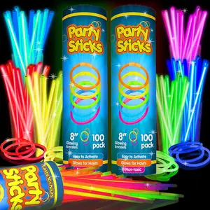Ultra Bright Glow Sticks Bulk Valentines Day Party Supplies 200 Pack - 8" Glow in the Dark Light Up Party Favors, Glow Decorations, Neon Party Necklaces and Bracelets with Connectors and Christmas