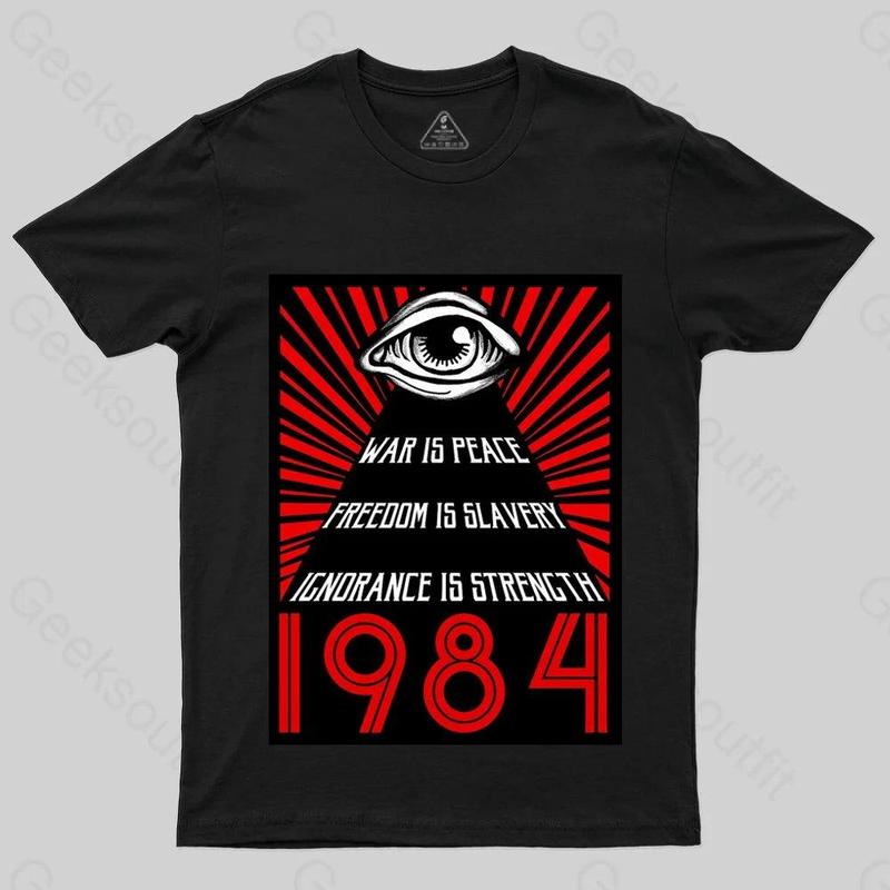 GEEKSOUTFIT Men's 1984 Orwell Graphic Cotton Short-Sleeve Round Neck Daily & Casual Tshirt, Menswear Basic Top
