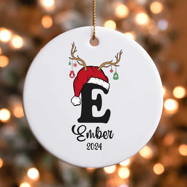 Personalized Letter Name Hanging Ornament, 2024 Christmas Ornament, Custom Name Ornament, Initials Ornament, Family Ornament, Christmas Gift