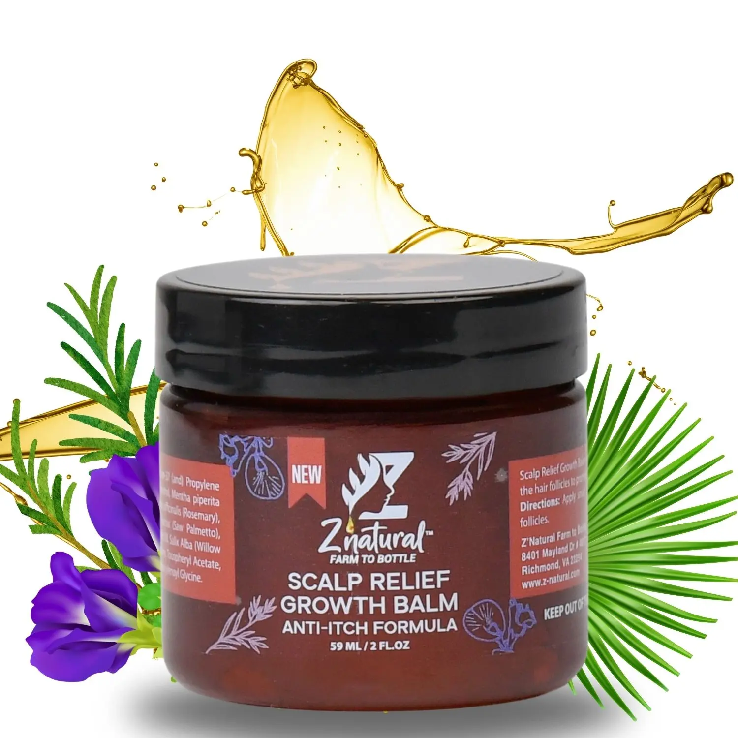 Scalp Relief Growth Balm – Hair Care with Tea Tree Oil & Rosemary Oil - Natural Balm for Dry, Itchy Scalp - Braid Care – Deep Nourishment – Soothes Dandruff - 59ML