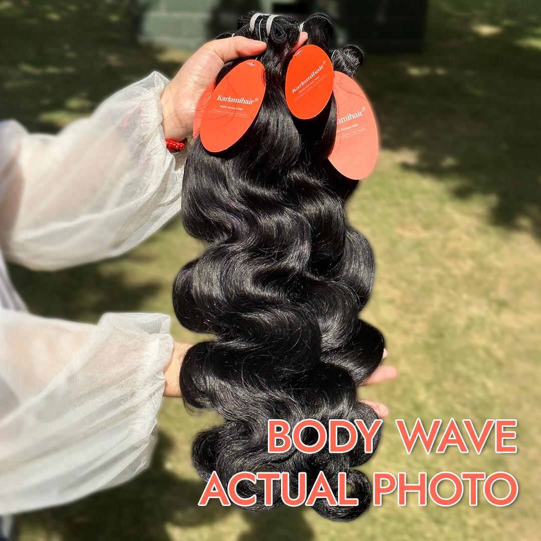 Karlami Loose Deep Wave 3/4  Bundles Human Hair Body Wave 12A Unprocessed Brazilian Virgin Hair Straight Bundles Human Hair Deep Wave Burmese Curly Bundles  with 5x5 Closure Human Hair Bundles for Women Natural Black Tangle Free