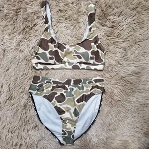 Camouflage printed Two Pieces Bikini women summer swim set