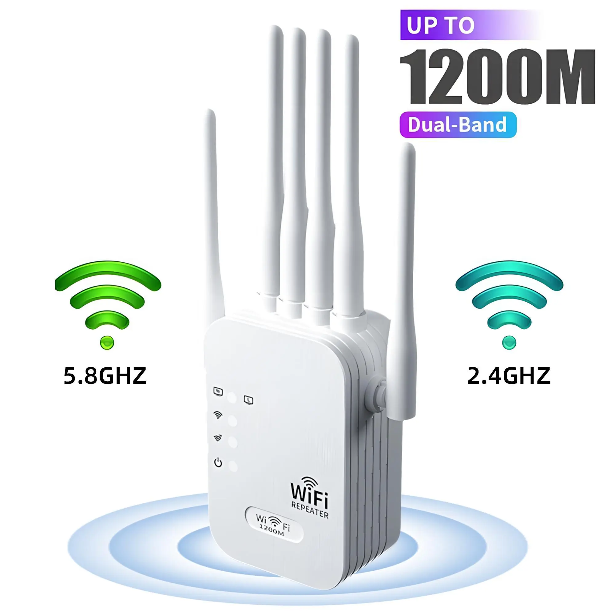 WiFi Extender 2026, 1200Mbps Dual Band (5GHz/2.4GHz) Signal Booster, Covers 10,000 sq. ft & 50 Devices, Repeater with Ethernet Port for Home, Gifts-YY0