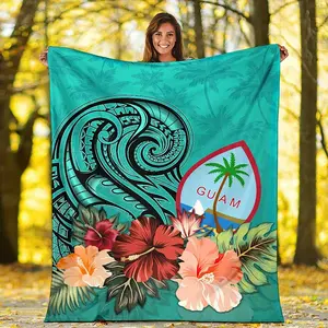 Polynesian Print Guam Personalized Premium Blanket - Guam Badge Polynesian-