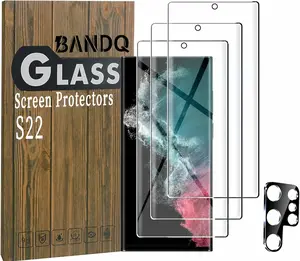 Samsung Galaxy S22 Protective Screen & Camera Lens Accessories Bundle, 3-Pack Smartphone Screen Protectors, 1-Pack Tempered Glass Cellphone Camera Lens Cover