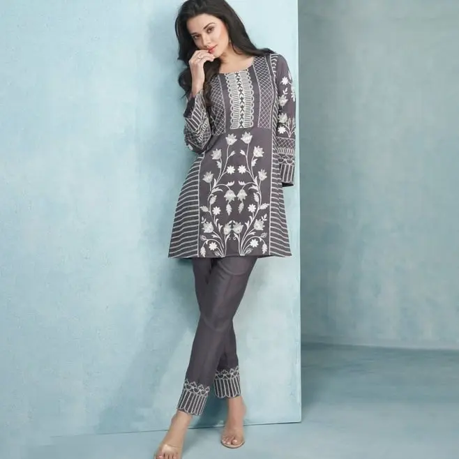 grey indo western dress Grey Ruffle Indo-Western Gown  Little Angels Clothing