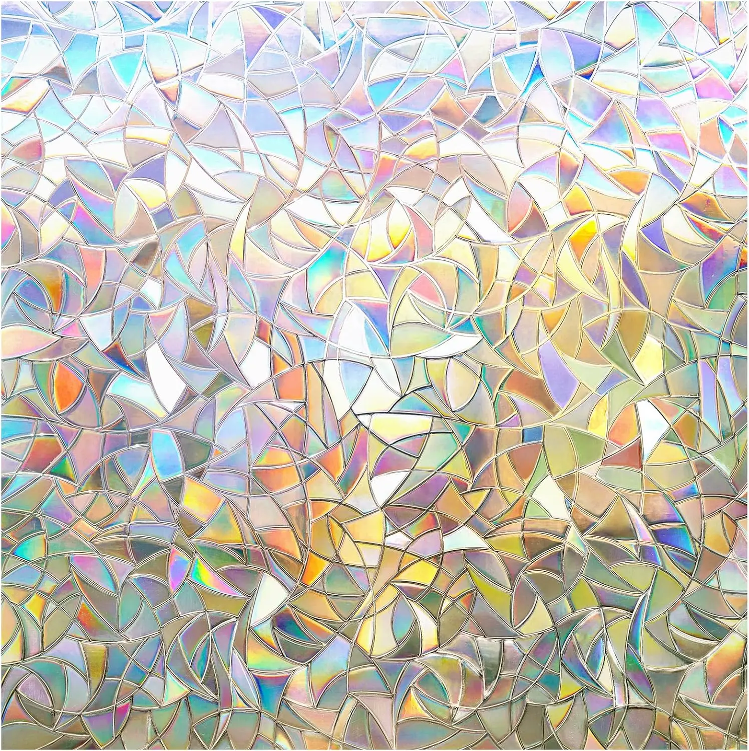 Rainbow Window Privacy Film, Stained Glass Cling, 17.5" x 78.7" | Decorative Static Sticker, Non-Adhesive Reusable Window Tint, Heat Control UV Blocking Coverings for Home Doors, Living Room