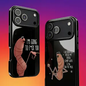 Marcus The Worm Meme Glossy Tough Phone Case 11 to 17 series S23 to S25 - Robert Help Gamer Chaos Protect Phone Case - Funny Viral Gaming Creature Gift for Cases For 11 12 12Pro 12 Promax 13 14 15 16 17Pro