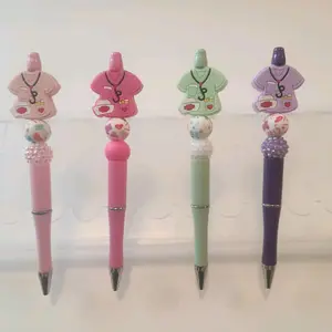 nurse scrub beadable pen in pink, purple, and green
