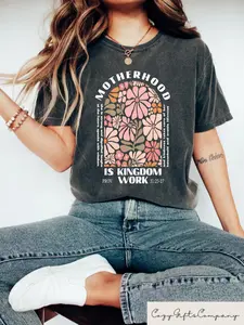 Motherhood Is Kingdom Work Shirt, Christian Mother's Day T-shirt, Retro Christian Mama Sweatshirt, Mothers Day Gift, Bible Verse Sweater