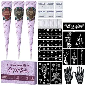 Tattoo Set Hand-Painted Paste Set Premium Cones Tattoo Paste Plant Temporary Hand-Painted Waterproof Body Paint Tattoo Stencils