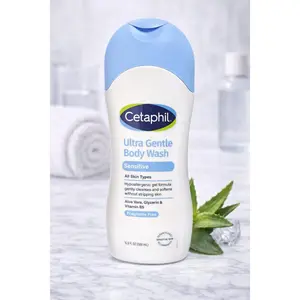 Cetaphil Ultra Gentle Body Wash for Sensitive Skin 16.9fl/oz Hypoallergenic Fragrance-Free with Aloe Vera Glycerin & Vitamin B5