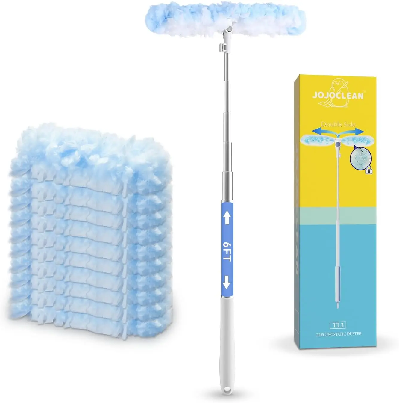 6FT Extendable Duster with 10 Refills – Disposable Dusting Pads for Hard-to-Reach Home Cleaning Areas