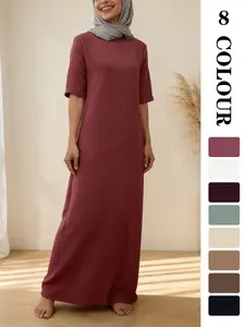 Muslim Sleepwear 8 Colors 5 Sizes, Fashion Muslim Short Sleeve Dress, Modest Muslim Outfits, Slimming Comfortable Breathable, Essential Home Wear for Women
