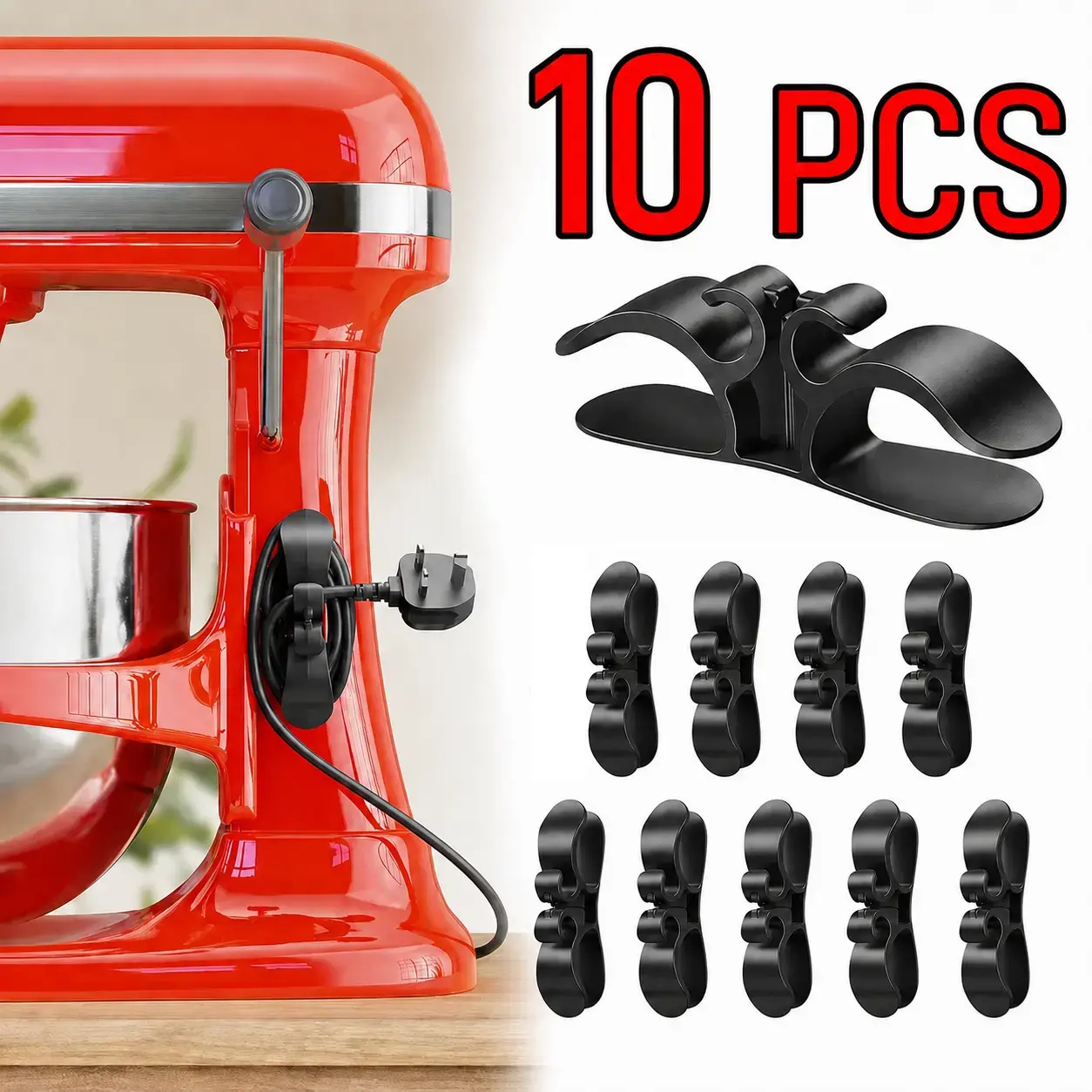 10PCS Upgraded Cord Organizer for Appliances, Kitchen Appliance Cord Organizer Stick On, Appliance Cord Wrappers, Cord Holder, Cord Winder for Air Fryer, Blender, Coffee Maker, Pressure Cooker, Toaster