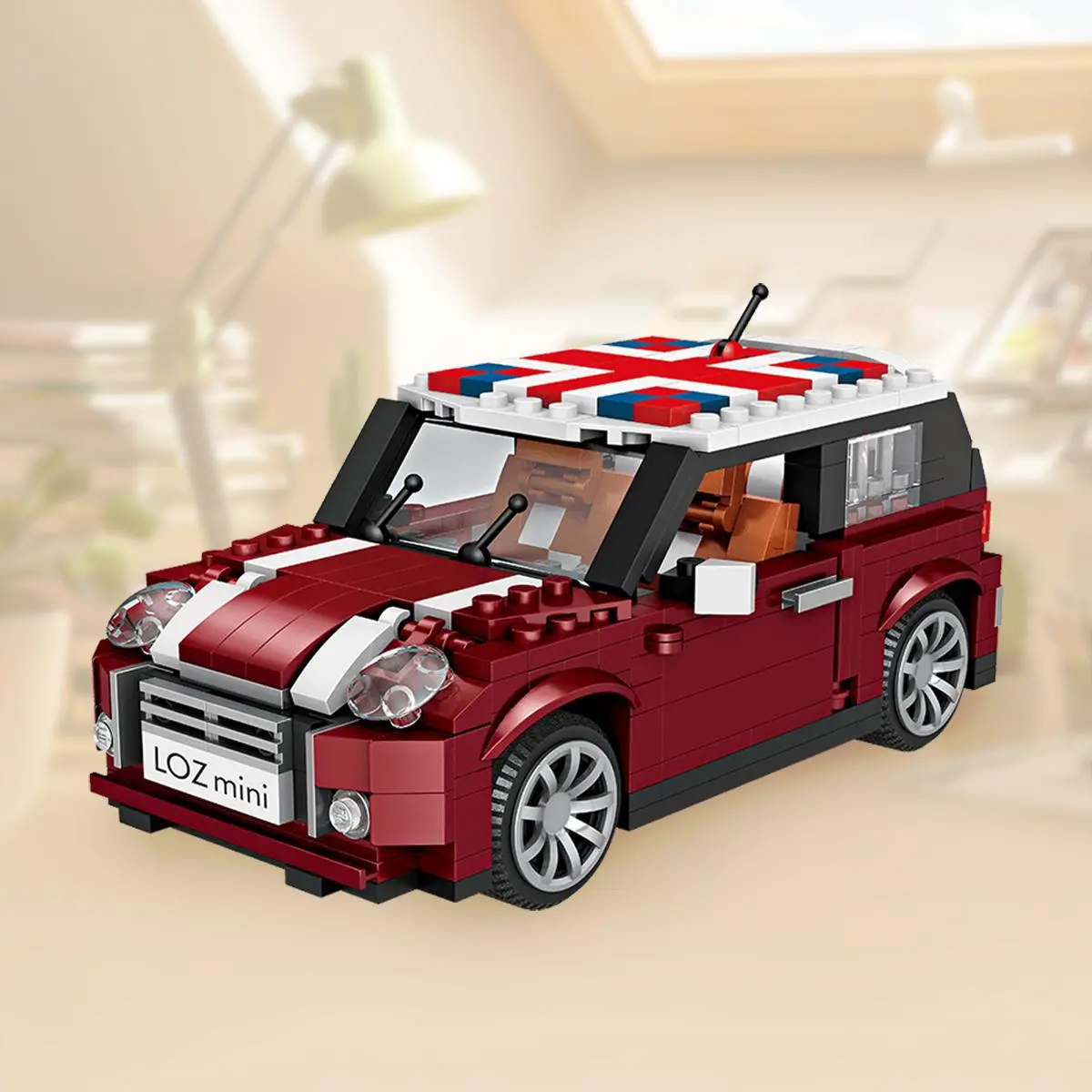 LOZ Lizhi Small Particle Building Block Bricks Mini Sports Car Red Convertible Building Block Kit 492PCS Assembly Puzzle Toy Car Model Toy 1111 Creative Building Blocks