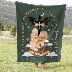 Emotionally Attached to Fictional Dragons Fourth Wing Bookish Blanket, Fantasy Romance Reader Gift, Romantacy Book Merch, Booktok, Reading Accessories