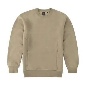 Fleece Crew Neck With Invisible Zip by Axism | Crewneck Sweatshirt | Pullover | Front Pockets | Basic Jacket | Long Sleeve | Sweatshirt | Casual Crewneck | Comfortable | Crew Necks Men | Sweaters| Unisex | Crew Neck Women