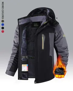 Men's casual patchwork color-block lettered design fleece-lined thick warm hooded jacket, suitable for daily wear and various occasions such as outdoor hiking.Is an essential piece to have in your winter men's wardrobe.