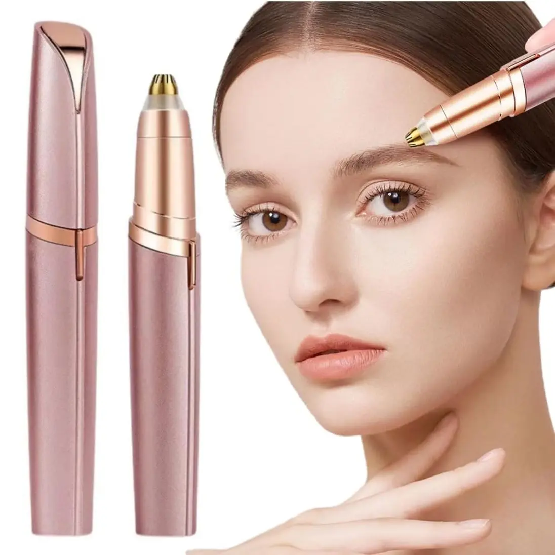 Women's Electric Eyebrow Hair Remover, LED Light, Stainless Steel Blade, Rechargeable, Anti-Allergenic, Multi-Functional, Clean Skin, No Pulling
