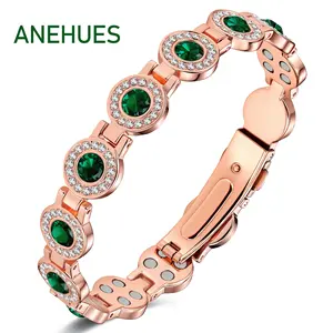 Anehues 99.99% Copper Bracelets for Women, 4X Ultra Strength Magnetic Bracelet with 3800 Gauss Neodymium Magnets, luck jewelry, Green gemstone Stylish Adjustable,Giftfree shipping only,charming bracelets,Energy Bracelets