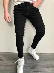 Men's Solid Color Skinny Jeans Pants, Casual Comfy Denim Jeans for Daily Wear, Fashion Men's Bottoms for All Seasons
