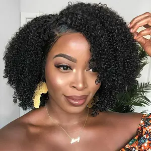 OQ HAIR Upgrade Afro Curly V Part Wig Human Hair With Drawstring No Leave Out Glueless Curly Wig Super Natural Beginner Friendly Easy to Install