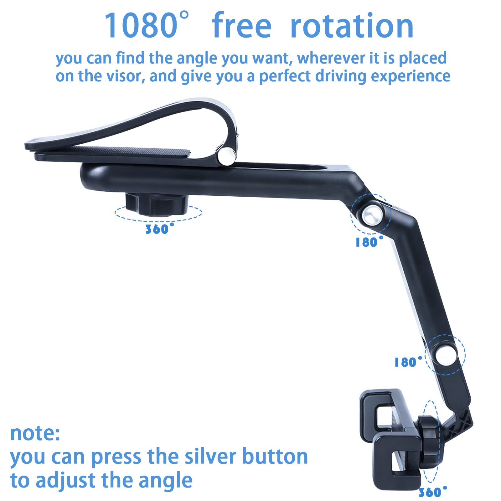 2026 Good Quality New 1080° Multi-function Sun Visor Universal 360 Degree Rotating Phone Holder Suitable for Any Scene Car Holder -Rotatable and Retractable