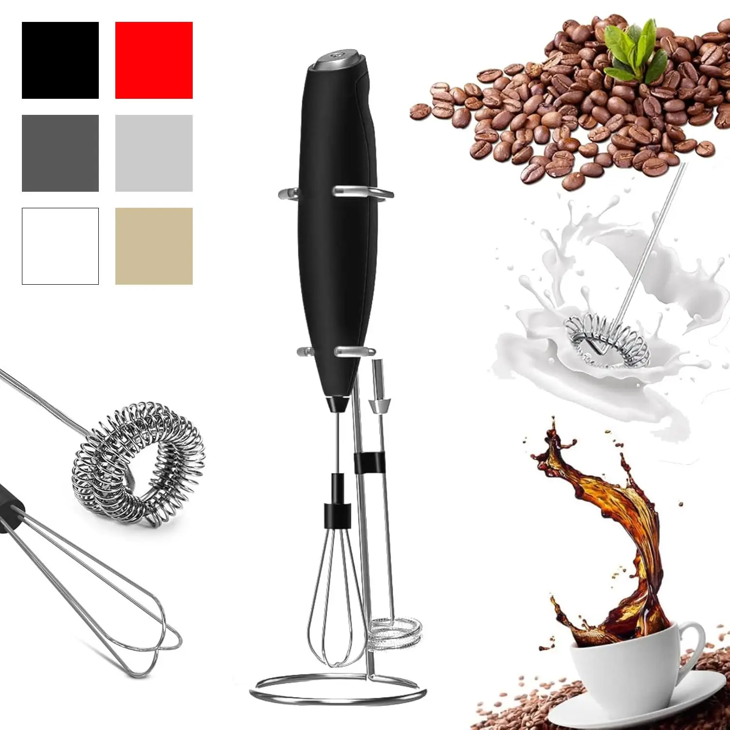 Handheld Milk Frother, 1 Count Rechargeable Electric Milk Frother with Stand, Household Kitchen Appliances for Coffee, Matcha, Hot Chocolate