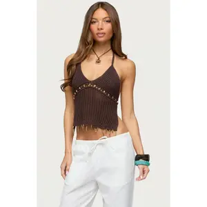 Edikted Women's Jenn Beaded Crochet Top