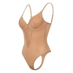 Women's Lace Patchwork Bodysuit - Soft, Breathable, All-Sides Elastic Fabric, 360-Degree Surround Shaping, Chest Gathering, Waist & Abdomen Cinching, Hip Lifting, Adjustable Shoulder Straps