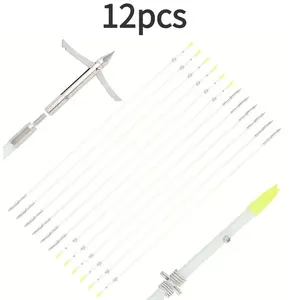 12pcs  White Fish Archery Long Head Bow and Arrow Equipment Accessories Essential for Precision Practice Universal Multi-Bow Type Versatile Composite Bow Reverse Bow
