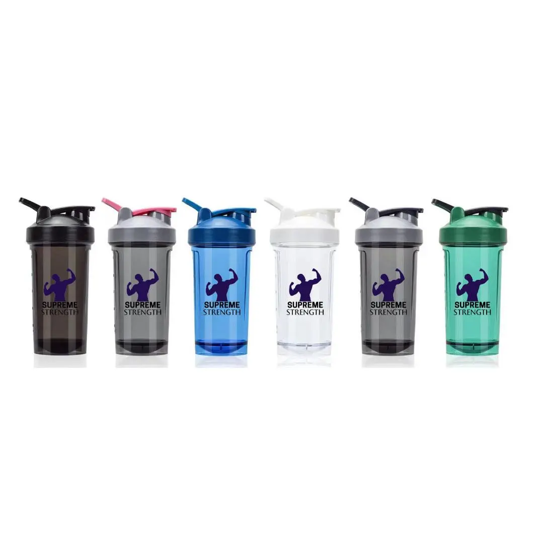 Supreme Strength 500ml Protein Shaker Bottle - BPA-Free PP Plastic, Leakproof, Dishwasher Safe, Classic Design, Black/White/Blue/Green/Gray