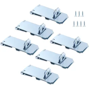 6 Pack 3-1/2 inch Extra Thick Door Gate Padlock Hasp Latch, Safety Clasp Lock with Screws