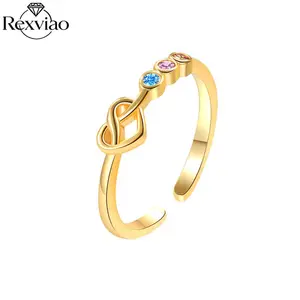 Rexviao Women’s Colorful Cubic Zirconia Heart Knot Ring | Adjustable Open Design | Versatile Casual Style | A Surprise Gift for Your Best Friend