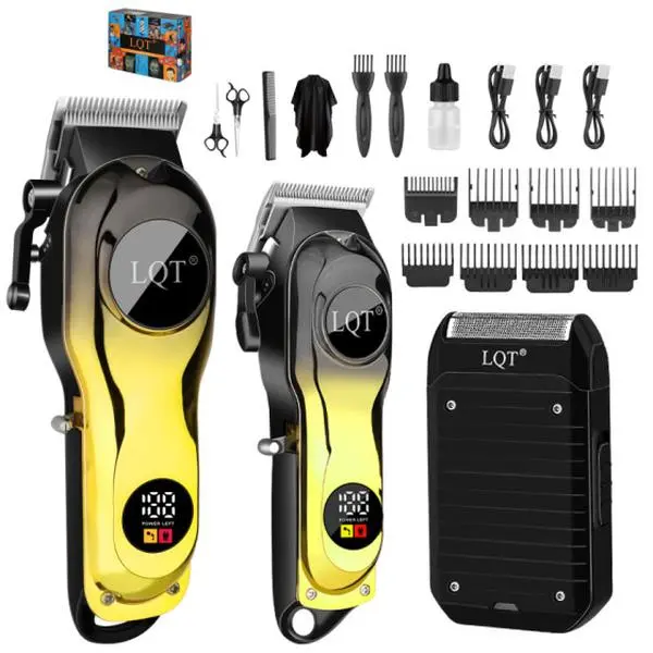 LQT Multi-Functional Hair Clipper Kit - USB-Powered Hair Trimmer, 6 Guide Combs, Sideburn Trimmer, Waterproof Cape, Portable Storage Bag, Home Grooming Set for Abs-Focused Use