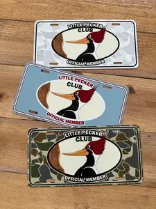 [WOODPECKER CLUB] Aluminum License Plate - Old School Camo & Premium Solid Colors - Vintage Hunting Aesthetic - Heavy Duty Metal Car Tag - 6x12 Inch Truck & SUV Decor