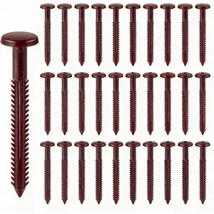 30Pcs 3 Inch Vinyl Shutter Fasteners, Window Shutter Panel Pegs Shutter Screws Lok Pins Plastic Shutter Spike Anchors for Installing Decorative Exterior Wood Aluminum Vinyl Shutter (Burgundy Red)