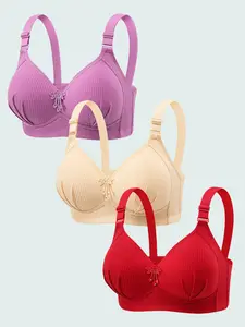 Women's No Underwire Floral Bra Set, Adjustable Straps, Perfect Support, Comfortable Push-Up, Suitable for All Occasions