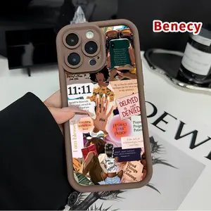 Phone Case for iPhone 15 16 14 Pro Max 13 12 11 XR XS Plus E  Empowering Mosaic Pattern Shockproof Silicone TPU Bumper Drop Protection Cover Smartphone Casing
