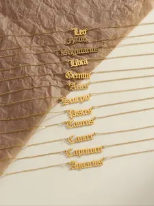 Constellation Letter Design Pendant Necklace, Elegant Stainless Steel Jewelry for Women & Men, Birthday Gift with Gift Box, Dainty Fashion Jewelry, Exquisite Chain Jewelry