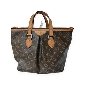 Pre-owned Louis Vuitton Monogram coated canvas with Vachetta leather trim Shoulder Bags Palermo PM Brown monogram with natural Vachetta leather Good S014260414028