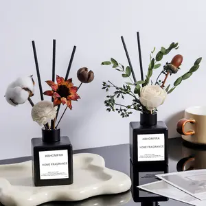 KBHOMFRA Dried Flower Reed Diffuser Jasmine Gardenia Sandalwood Scent 5.07oz HomeReed Diffuser Stick For Indoor Bedroom Bathroom Diffusers Air Freshener Odor Eliminator