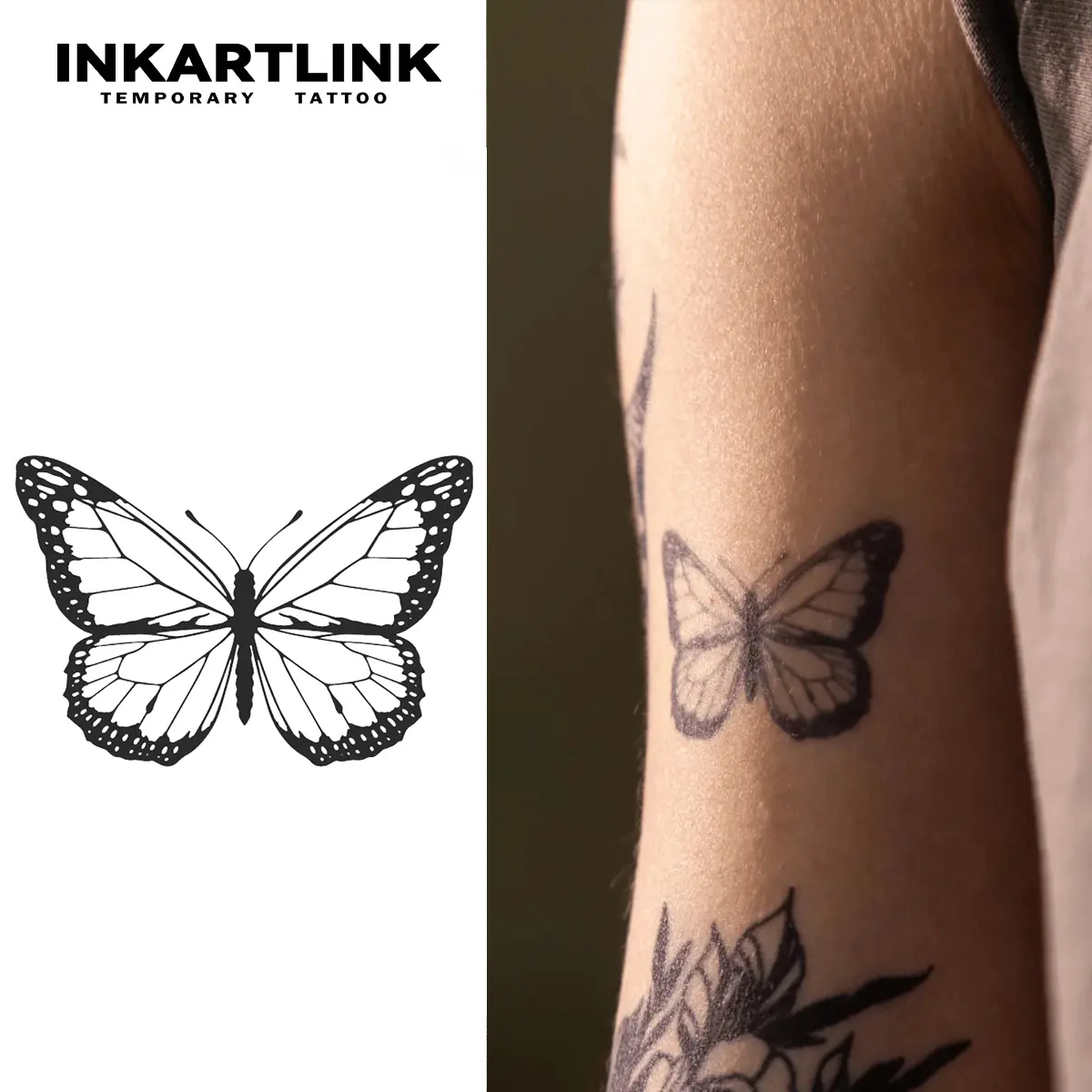 INKARTLINK 2 Sheets Semi-Permanent Tattoos, Realistic Fake Tattoos Lasting 1-2 Weeks, Waterproof Art with No Reflection for Men & Women (Winged Whisper), Fake Tattoo Waterproof