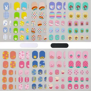 Colorful Kid Nail Stickers Full Nail Wraps for Kids Girls Self Adhesive Nail Strips for Nail Art Decoration Fun Including Rainbow Cat Rabbit Flower Strawberry Heart Sun for Age 8 and Older (10 Sheets)