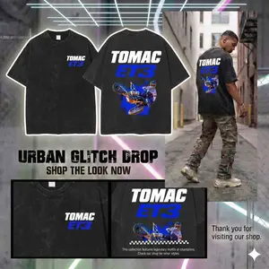 Tomac ET3 Motocross Shirt, Vintage Washed Dirt Bike Tee, Supercross Racing Graphic T-Shirt, Unisex Streetwear