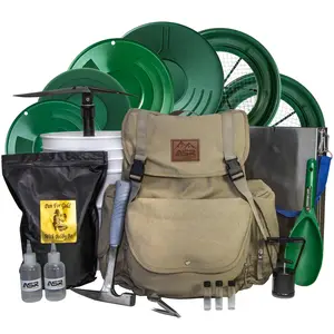 ASR Outdoor Complete Backpack Gold Prospecting Sluice Box Kit with 10lb Paydirt Bag, 17pc Gold Panning Kit