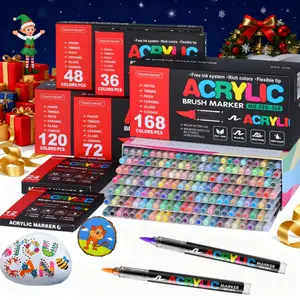 Acrylic Paint Markers, Drawing Markers, Soft Brush Tip Pens and Markers, Acrylic Paint Pens for Wood, Stone, Canvas, Glass, Fabric, Egg, Rock Painting and DIY Crafts Art Supplies,Permanent,Washable,Quick-Drying,Waterproof, Art Materials